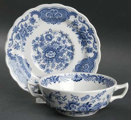 Windsor Blue Flat Cream Soup Bowl & Saucer Set