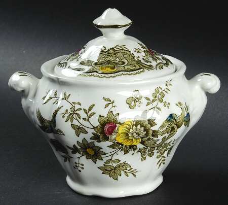 Windsor Green Multicolor Sugar Bowl & Lid