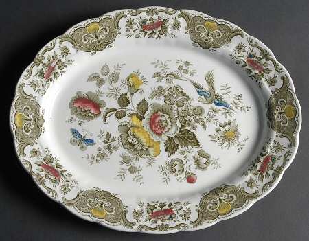 Windsor Green Multicolor 13" Oval Serving Platter