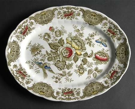 Windsor Green Multicolor 12" Oval Serving Platter by Ridgway (Ridgways)