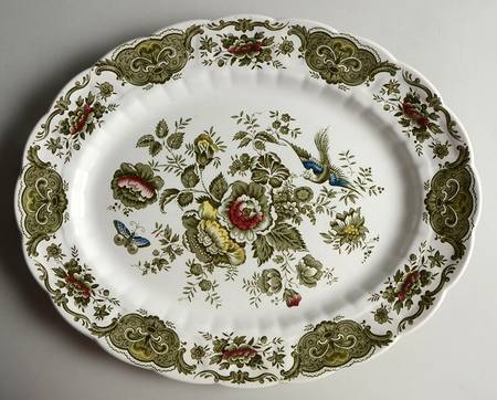 Windsor Green Multicolor 15" Oval Serving Platter