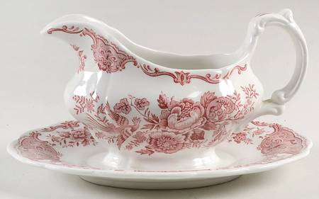 Windsor Pink Gravy Boat with Attached Underplate