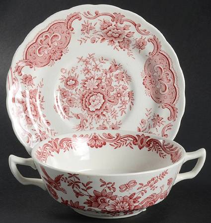 Windsor Pink Flat Cream Soup Bowl & Saucer Set