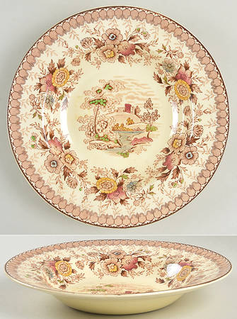 Woodland Brown (Cream Background) Large Rim Soup Bowl