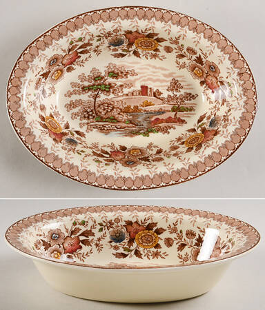Woodland Brown (Cream Background) 9" Oval Vegetable Bowl