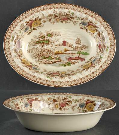 Woodland Brown (Cream Background) 8" Oval Vegetable Bowl