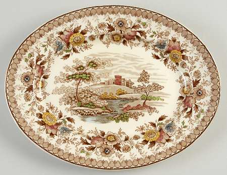 Woodland Brown (Cream Background) 12" Oval Serving Platter