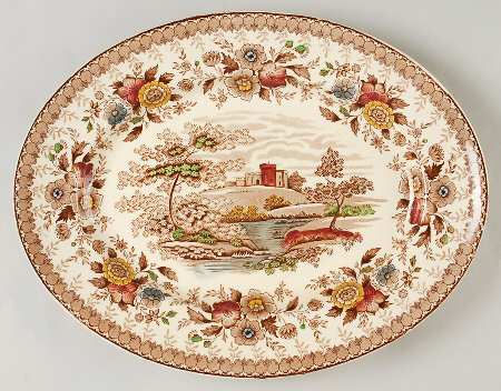 Woodland Brown (Cream Background) 14" Oval Serving Platter