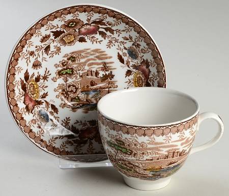 Woodland Brown (White Background) Flat Cup & Saucer Set
