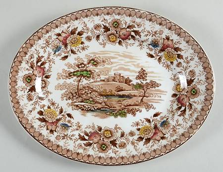 Woodland Brown (White Background) 12" Oval Serving Platter