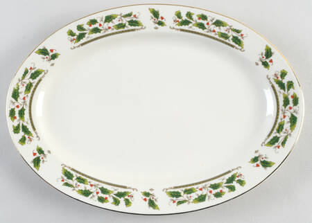 Holly Holiday 12" Oval Serving Platter