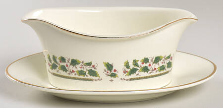 Holly Holiday Gravy Boat & Underplate