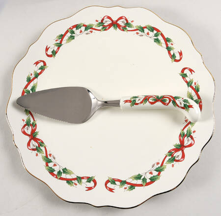 Holly Holiday Cake Plate and Server (Boxed Set)