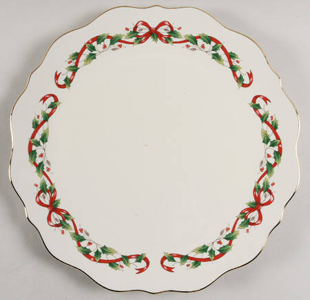 Holly Holiday Cake Plate