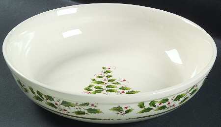 Holly Holiday 11" Large Salad Serving Bowl