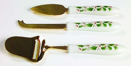 Holly Holiday (3 Piece) Cheese Set (Server, Plane, and Pick)