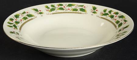 Holly Holiday Rim Soup Bowl