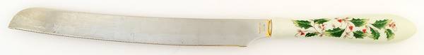 Holly Holiday Cake Knife/Server with Stainless Blade