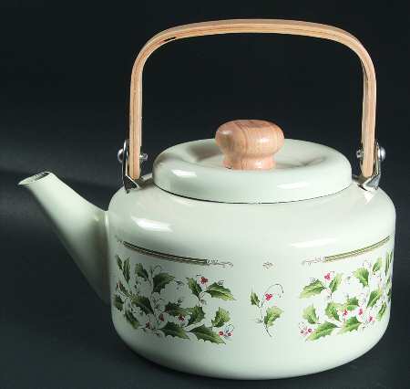 Holly Holiday Metal Kettle & Lid