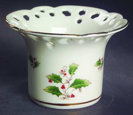 Holly Holiday Small Pierced Votive Candleholder
