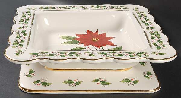 Holly Holiday Square Hors d'Oevre Dish