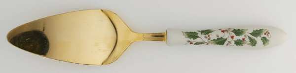 Holly Holiday Pie & Cake Server with Gold Plated Blade