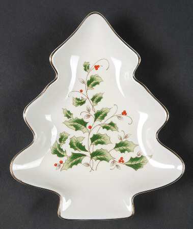 Holly Holiday Small Tree Shaped Dish