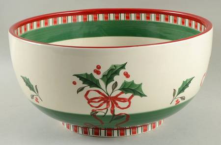 Holly Holiday 11" Large Salad Serving Bowl