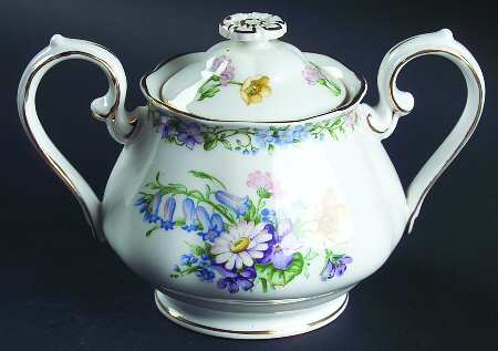 Garland (Smooth Gold Trim) Sugar Bowl & Lid