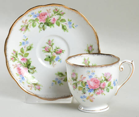 Moss Rose Footed Demitasse Cup & Saucer Set