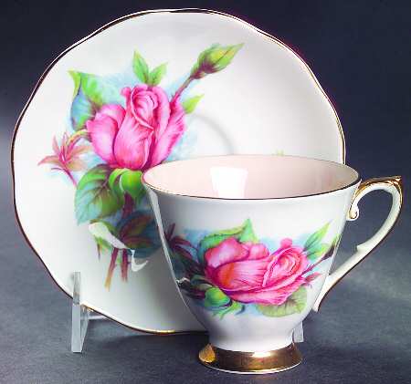 Wheatcroft Roses (England) Footed Cup & Saucer Set