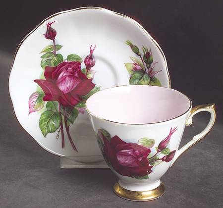 Wheatcroft Roses (England) Footed Cup & Saucer Set