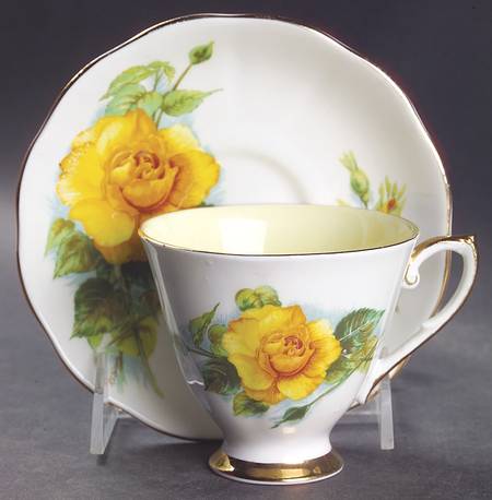 Wheatcroft Roses (England) Footed Cup & Saucer Set