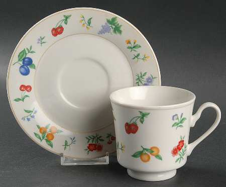 Chelsea (No Trim, Mustard Ring) Footed Cup & Saucer Set