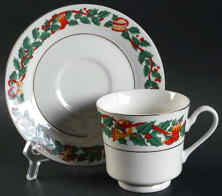 Christmas Eve Footed Cup & Saucer Set
