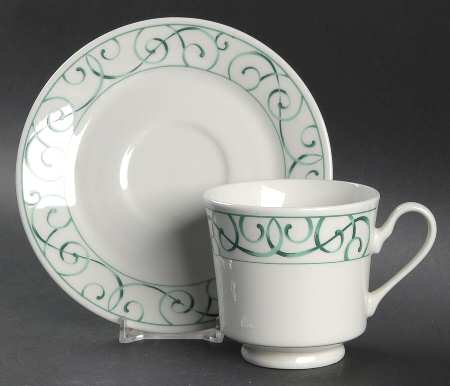 Vienna Green Footed Cup & Saucer Set