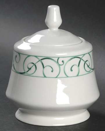Vienna Green Sugar Bowl & Lid