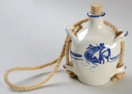 Blue Rooster Large Hanging Bottle/Vase and Cork Stopper by Rosanna