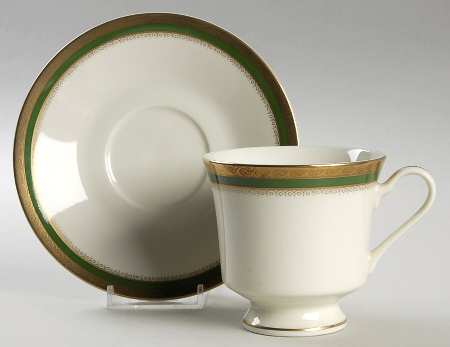 Buckingham Green and Gold Footed Cup & Saucer Set