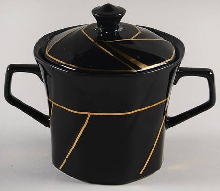 Crystalline Black Sugar Bowl & Lid by Ranmaru