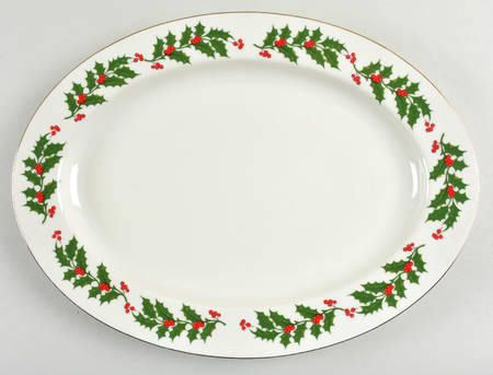 Ivory Holly 14" Oval Serving Platter