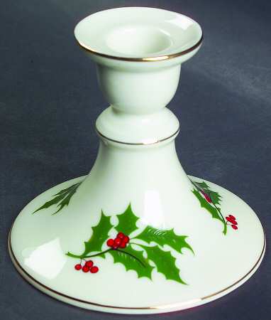 Ivory Holly 3" Candlestick