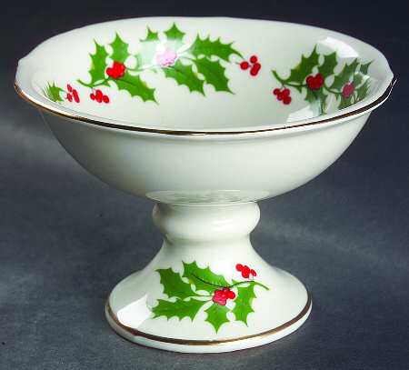 Ivory Holly Round Compote (Height X Width)