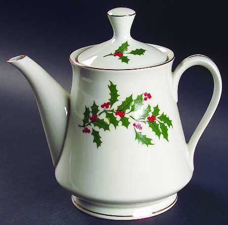 Ivory Holly Teapot & Lid