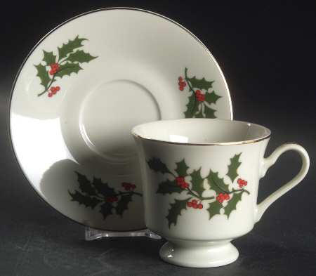 Ivory Holly Footed Cup & Saucer Set