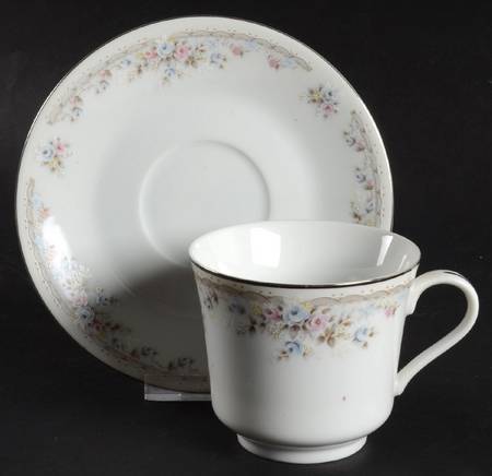 Rose Point Footed Cup & Saucer Set