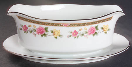 Rose Tapestry Gravy Boat with Attached Underplate