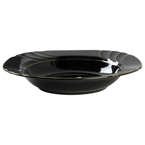 Wave Golden Black Large Rim Soup Bowl by Ranmaru