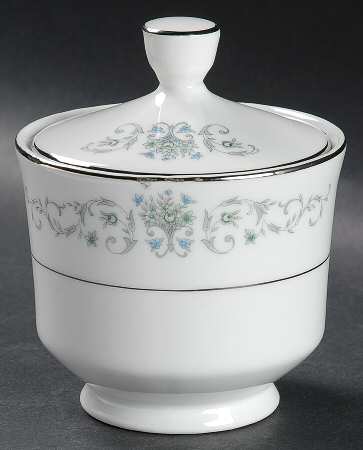 Bordeaux Blue and Gray Sugar Bowl & Lid