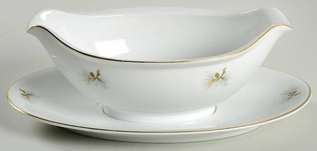 Misty Pine Gravy Boat with Attached Underplate